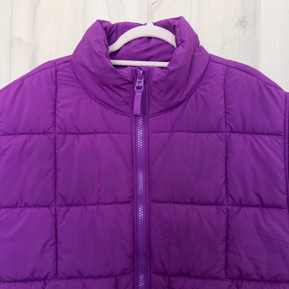 Fabletics Womens Puffer Vest Size S Purple Oversized Quilted Athletic Sporty‎